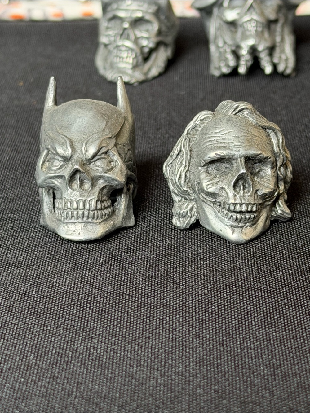 Men's Silver-Tone Skull Rings - Batman and Joker set